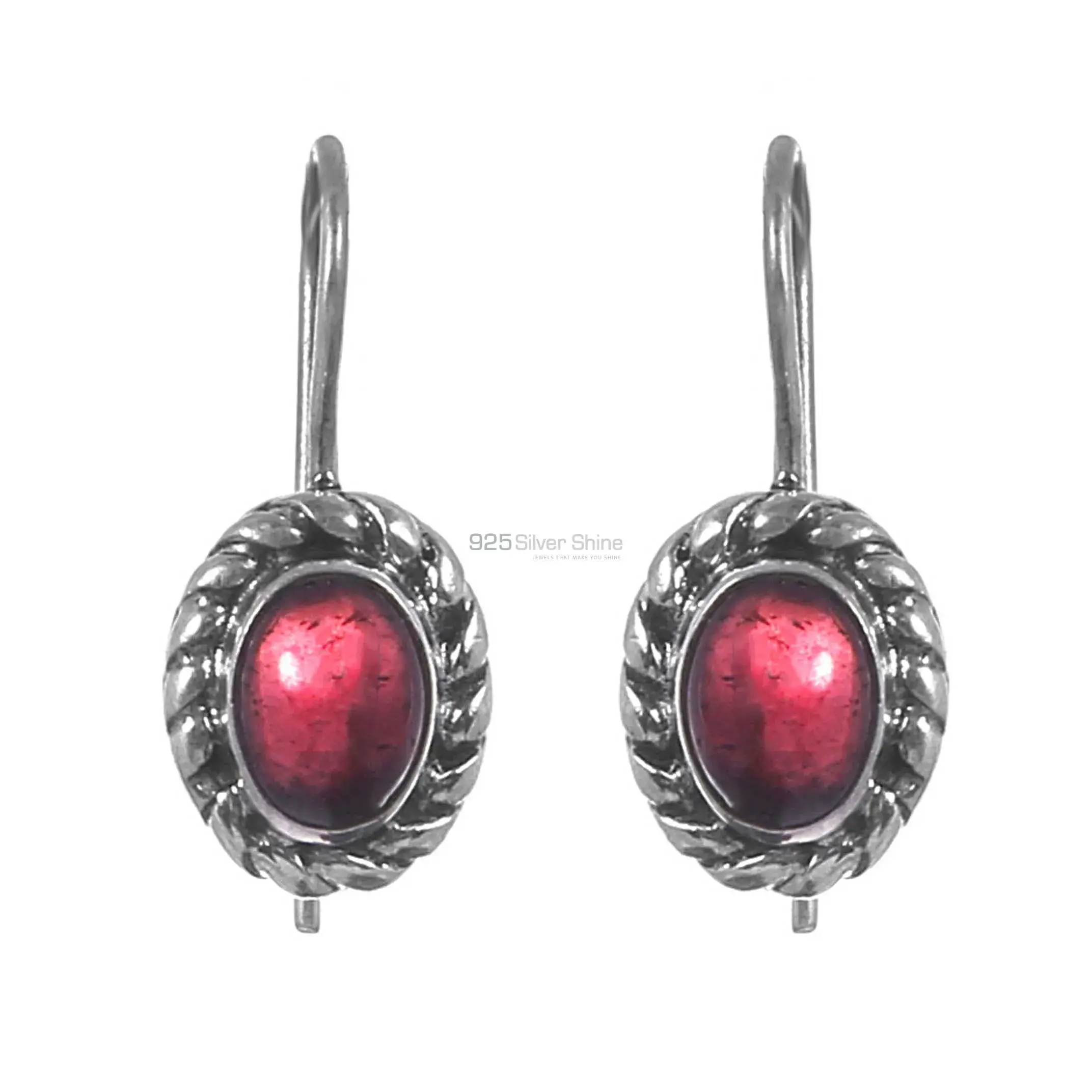 Cabochon Garnet Gemstone In 925 Sterling Silver Jewelry 925SE189