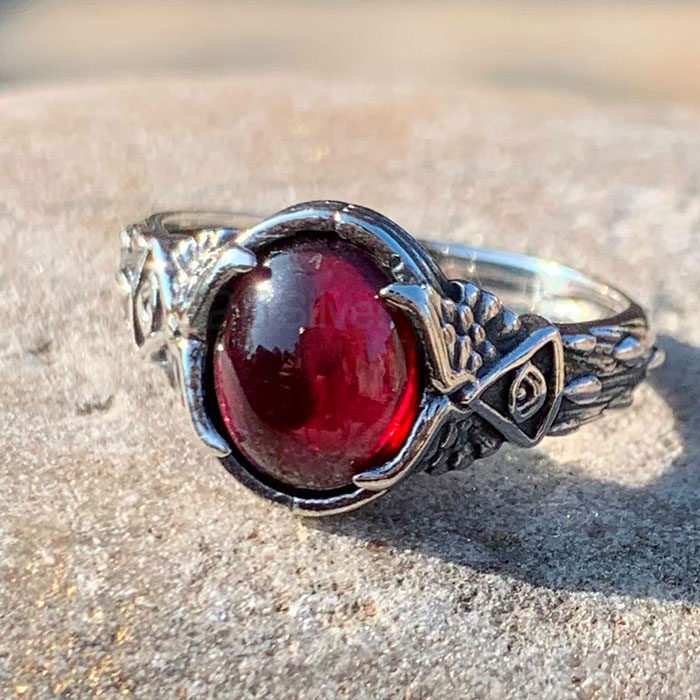 Garnet Birthstone Sterling Silver Oxidized Rings Jewelry SSR228