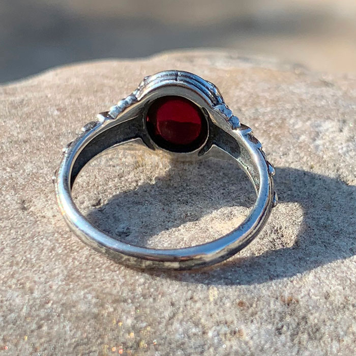 Garnet Birthstone Sterling Silver Oxidized Rings Jewelry SSR228_0