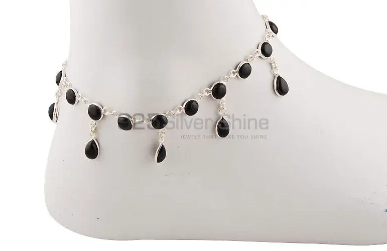 Cabochon Gemstone 925 Sterling Silver Anklet 925ANK95