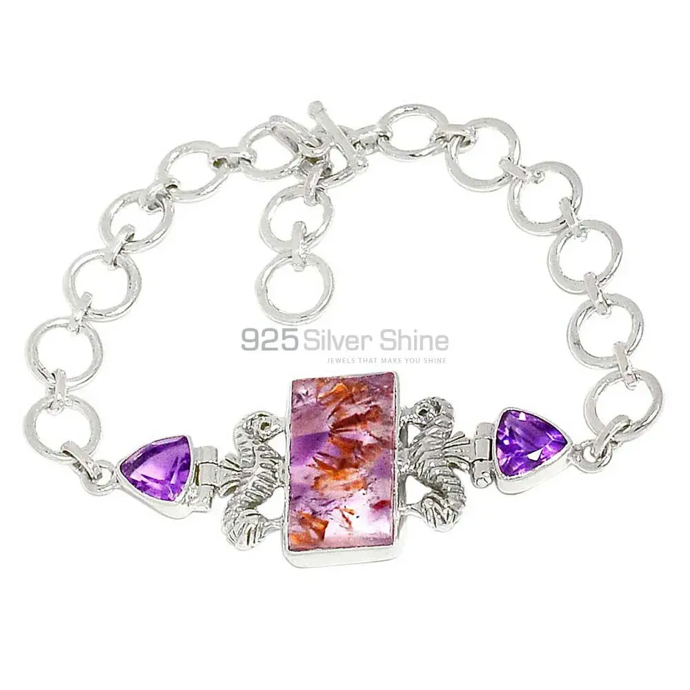 Cacoxenite-Amethyst Top Quality Gemstone Bracelets Exporters In 925 Solid Silver Jewelry 925SB298-3