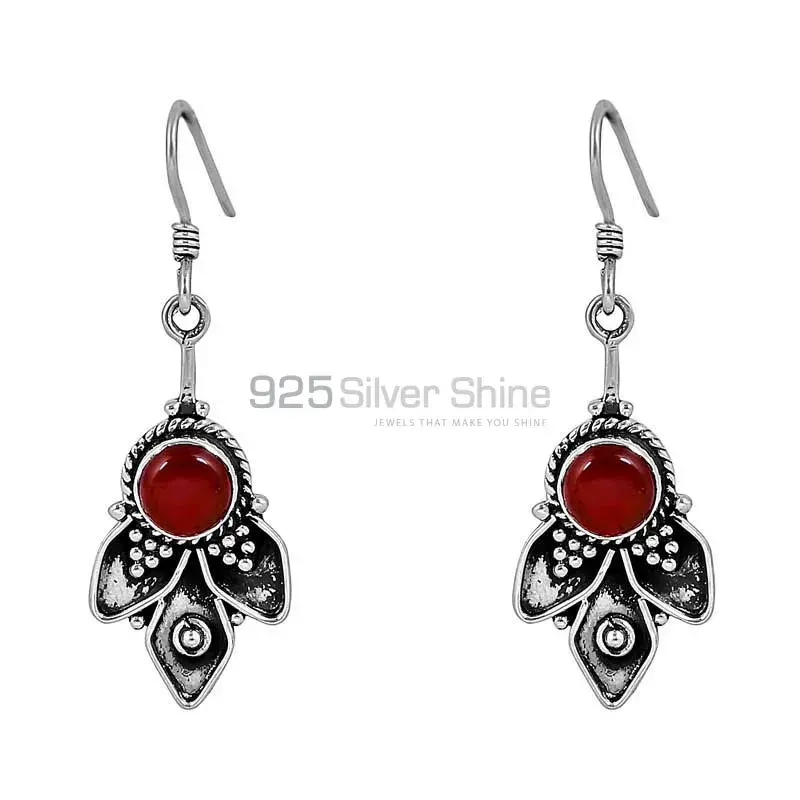 Carnelian Cabochon gemstone Earring In 925 Sterling Silver Jewelry 925SE90_1