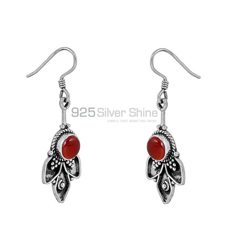 Carnelian Cabochon gemstone Earring In 925 Sterling Silver Jewelry 925SE90_0