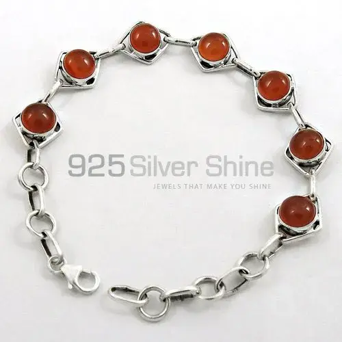 Carnelian Semi Precious Gemstone Bracelets In 925 Sterling Silver 925SB331