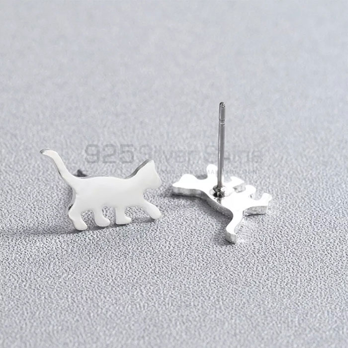 Cat Earring, Top Selections Animal Minimalist Earring In 925 Sterling Silver AME84