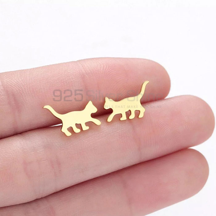Cat Earring, Animal Minimalist Earring In 925 Sterling Silver AME84_0