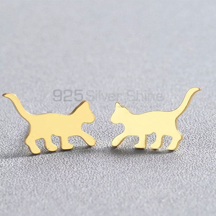 Cat Earring, Animal Minimalist Earring In 925 Sterling Silver AME84_2