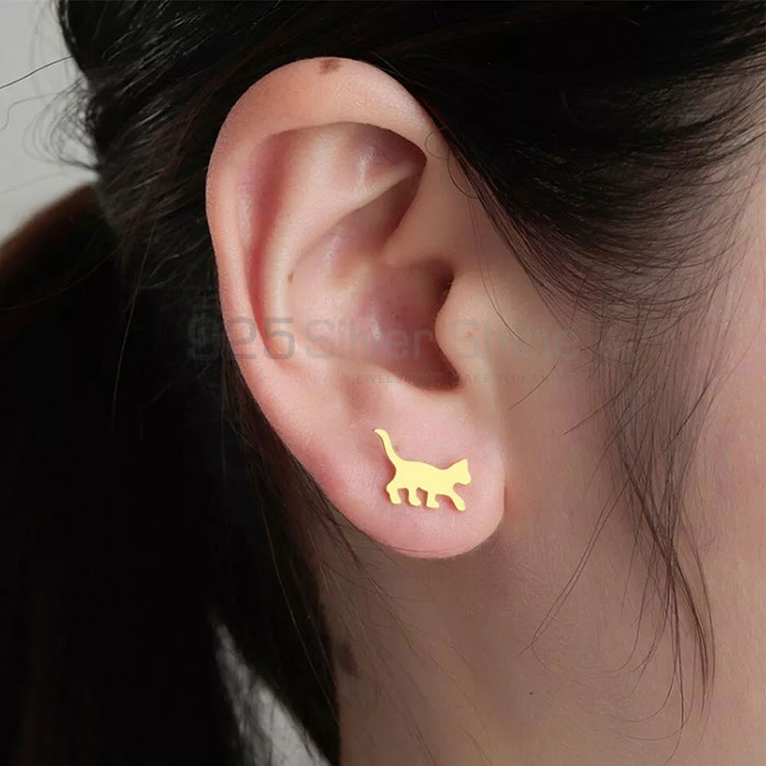 Cat Earring, Top Selections Animal Minimalist Earring In 925 Sterling Silver AME84_3