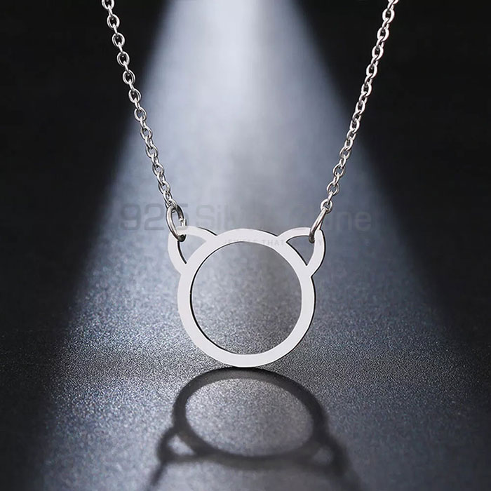 Cat Face Necklace, Top Collection Animal Minimalist Necklace In 925 Sterling Silver AMN133