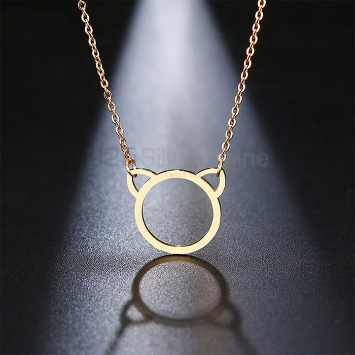 Cat Face Necklace, Top Collection Animal Minimalist Necklace In 925 Sterling Silver AMN133_0