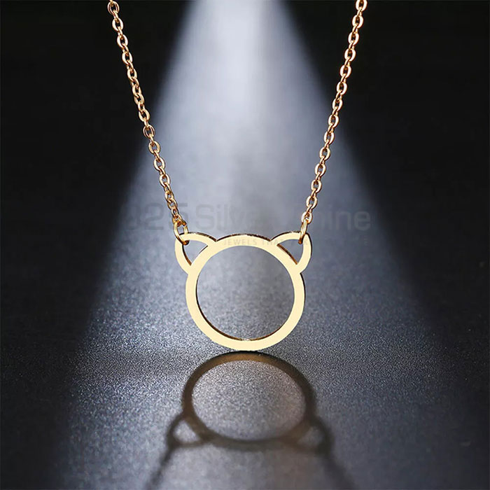Cat Face Necklace, Animal Minimalist Necklace In 925 Sterling Silver AMN133_0