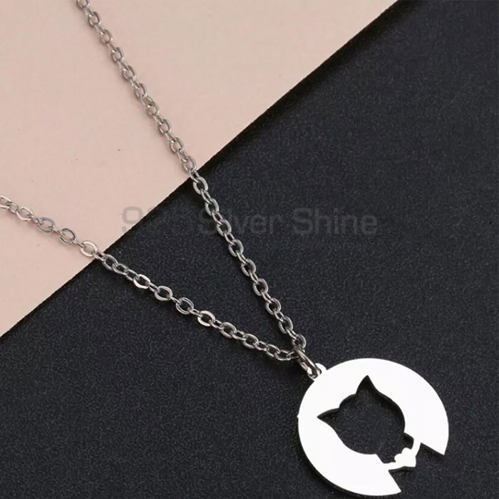 Cat Necklace, Top Collection Animal Minimalist Necklace In 925 Sterling Silver AMN147_2