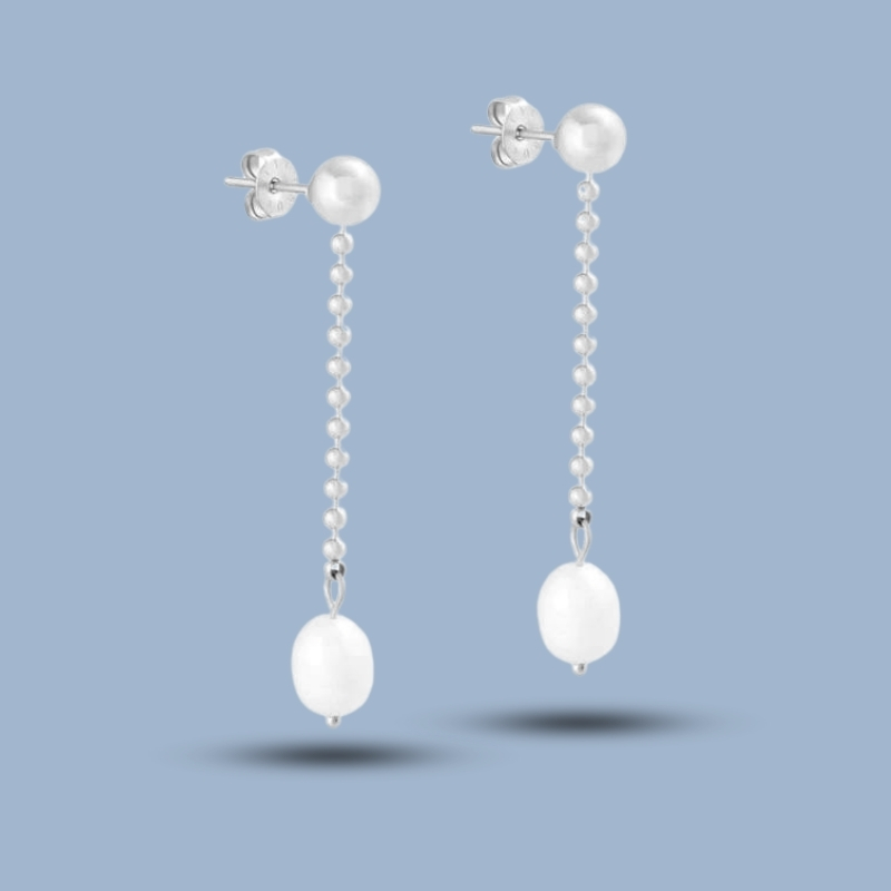 Chain With Pearl Drop 925 Sterling Silver Chandelier Stud Earring 925She162_0