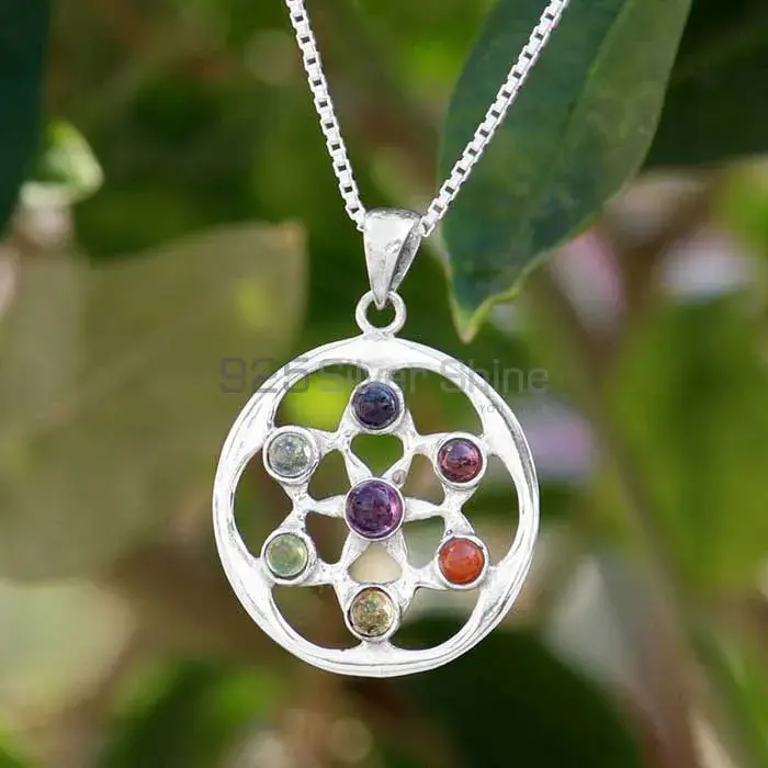 7 Chakras Necklace Sterling Silver