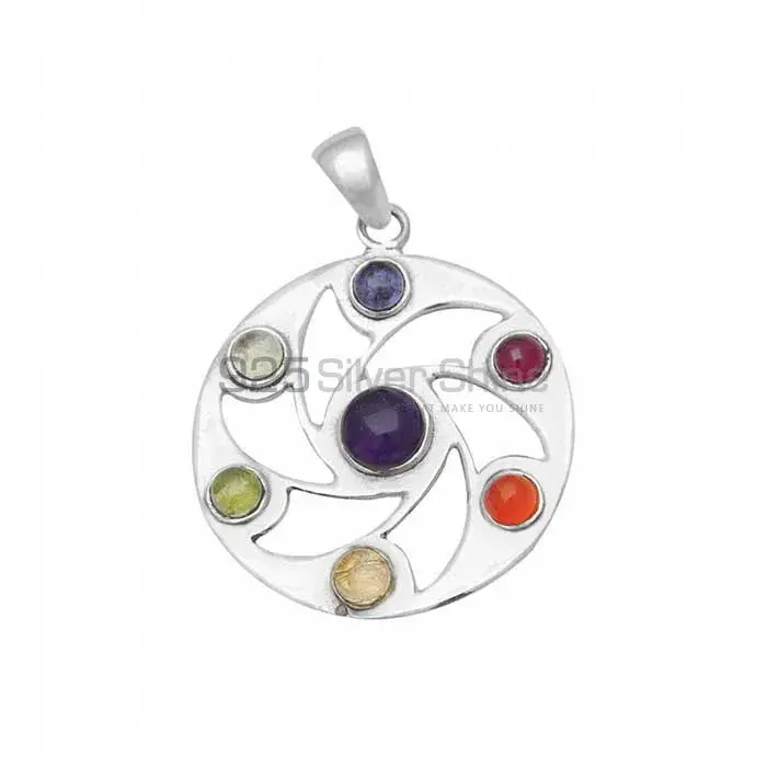 Chakra Gemstone Pendant With Sterling Silver Jewelry For Yoga SSCP104_0