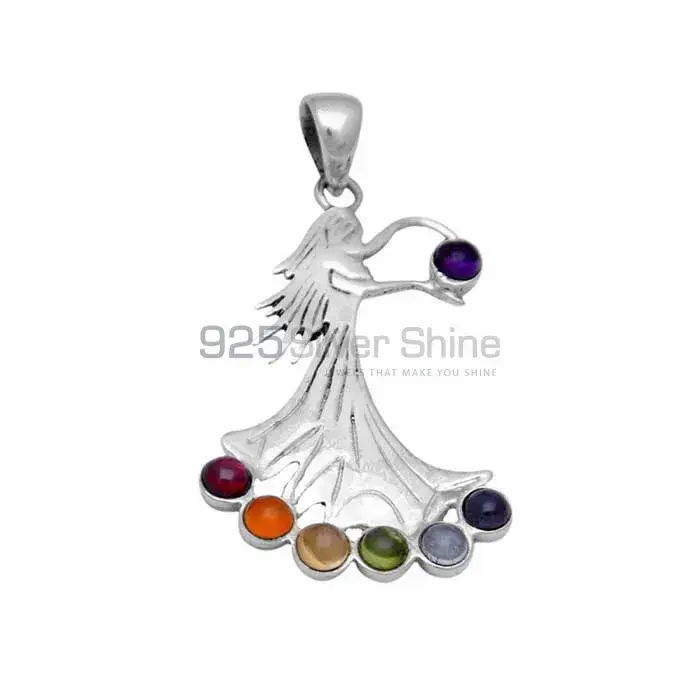 Chakra Meditation 7 Stone Pendant With Sterling Silver SSCP117_2