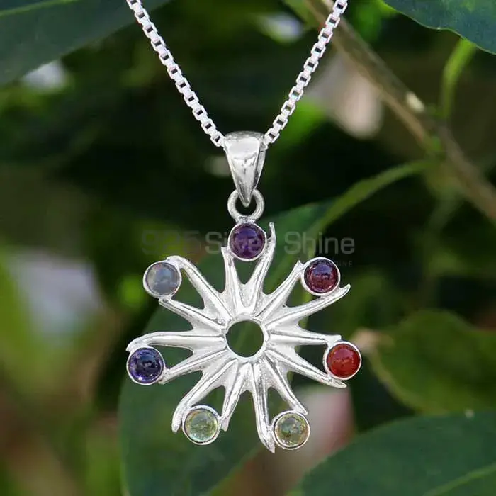 Chakra Sun Ray Yoga Pendant With 925 Sterling Silver Jewelry SSCP114