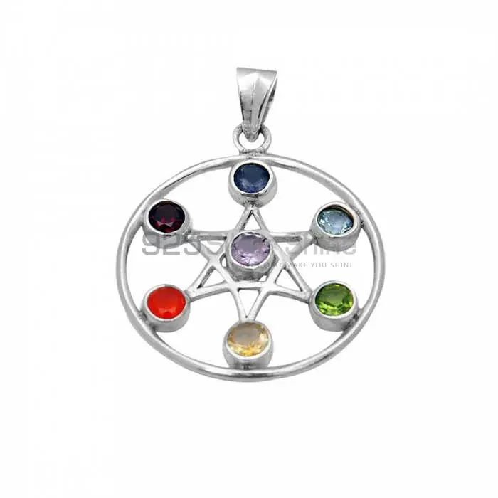 Chakra Yoga Gemstone Pendant With 925 Solid Silver Jewelry SSCP107_1