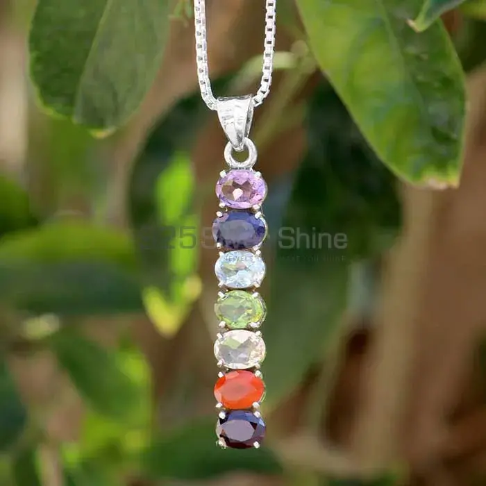 Chakra Yoga Pendant With Sterling Silver & Natural Gemstone SSCP100