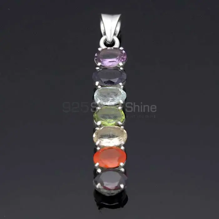Chakra Yoga Pendant With Sterling Silver & Natural Gemstone SSCP100_1