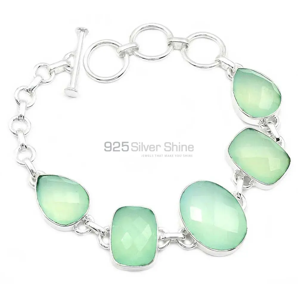 Chalcedony Gemstone Bracelets In Fine Sterling Silver Jewelry 925SB285-1