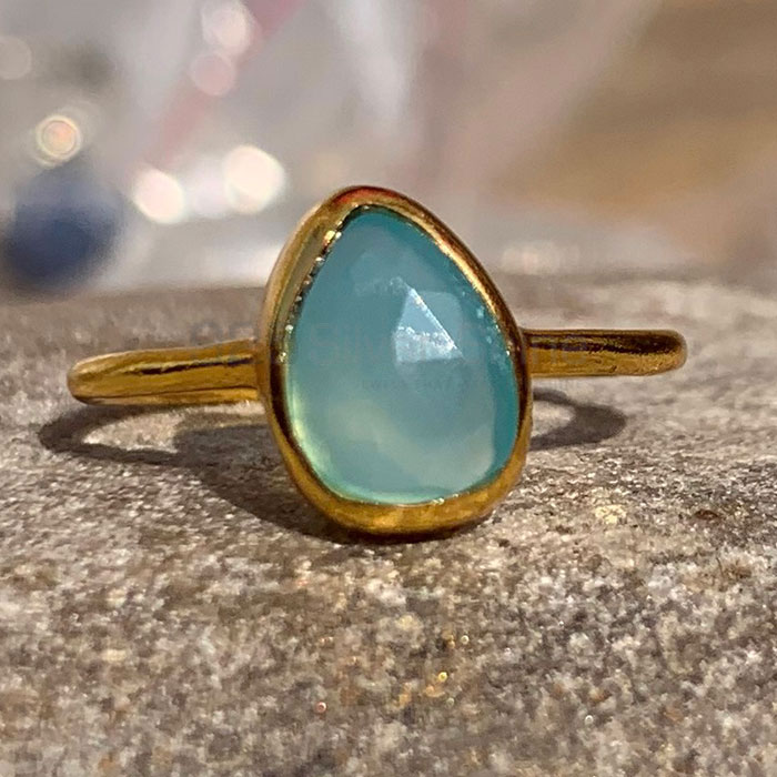 Chalcedony Gemstone Gold Vermeil Ring In Sterling Silver SSR140