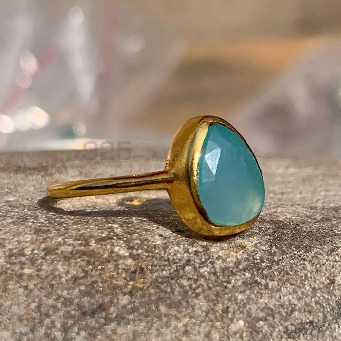 Chalcedony Gemstone Gold Vermeil Ring In Sterling Silver SSR140_0