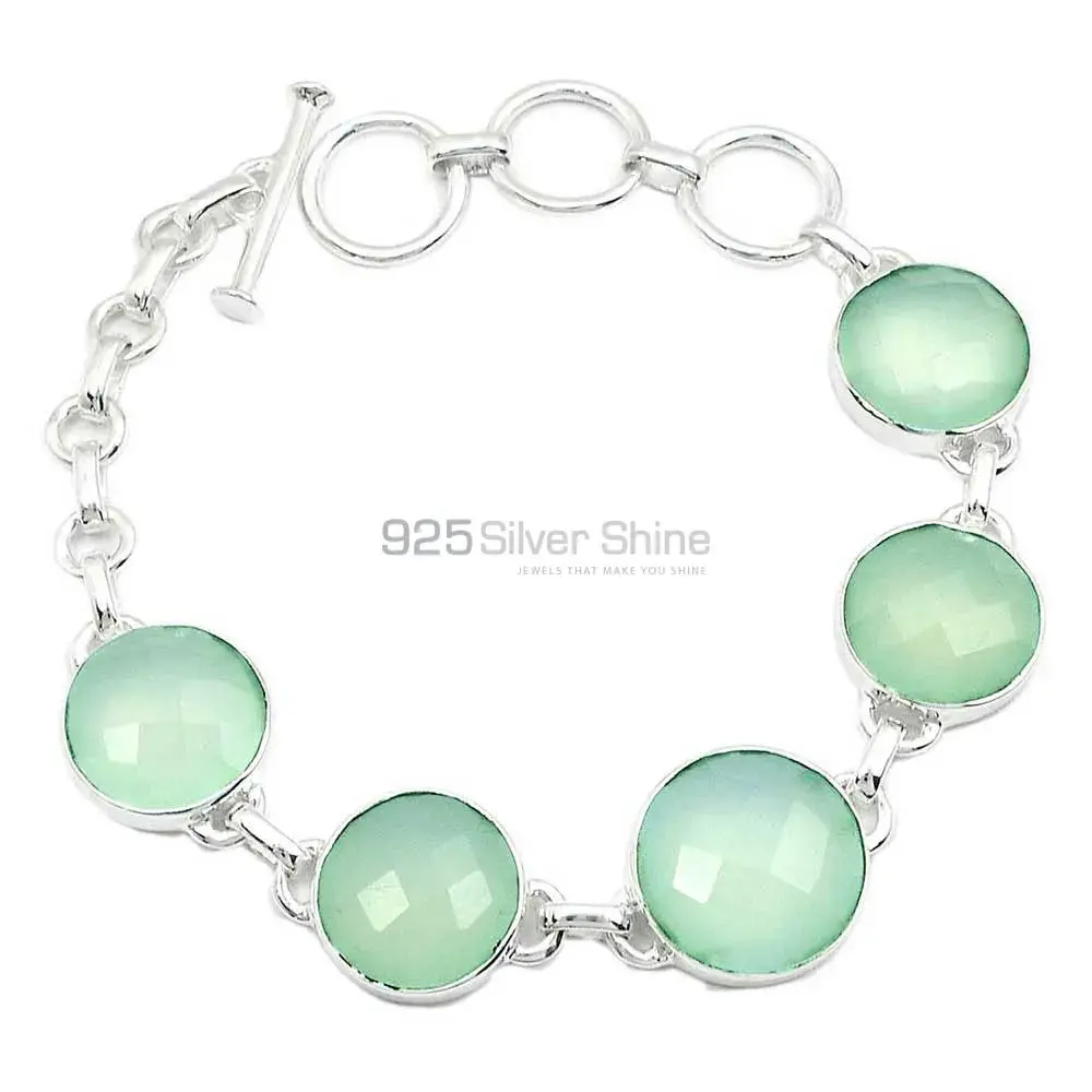 Chalcedony Top Quality Gemstone Bracelets Exporters In 925 Solid Silver Jewelry 925SB285-2
