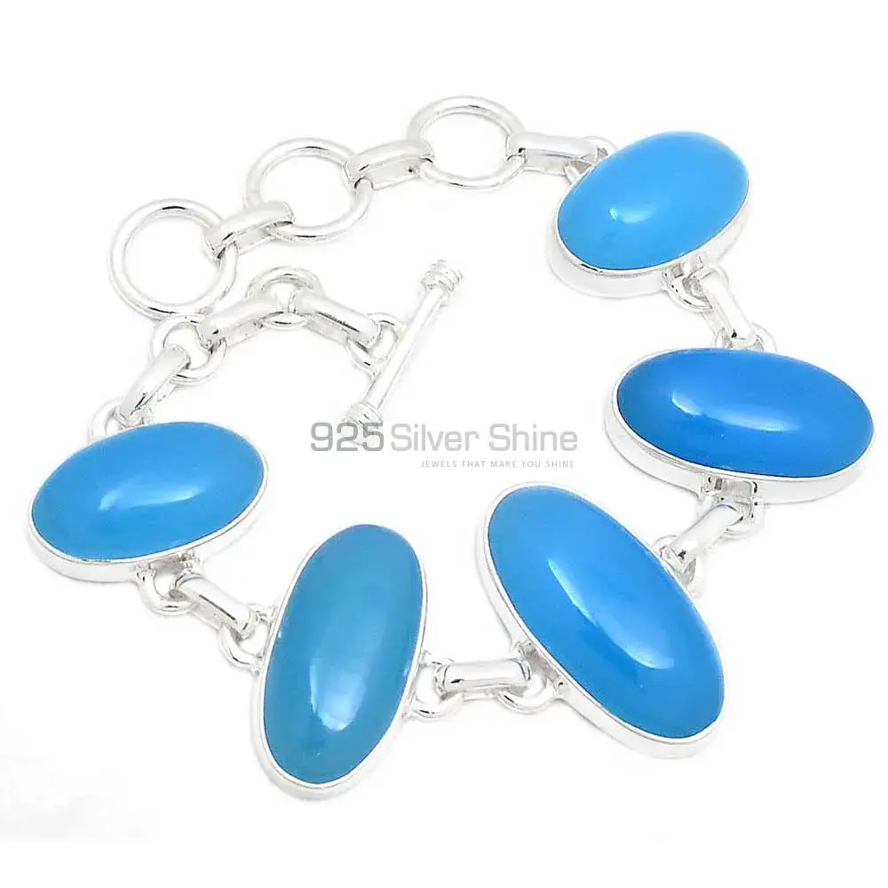 Chalcedony Gemstone Bracelets In Fine Sterling Silver Jewelry 925SB263-1