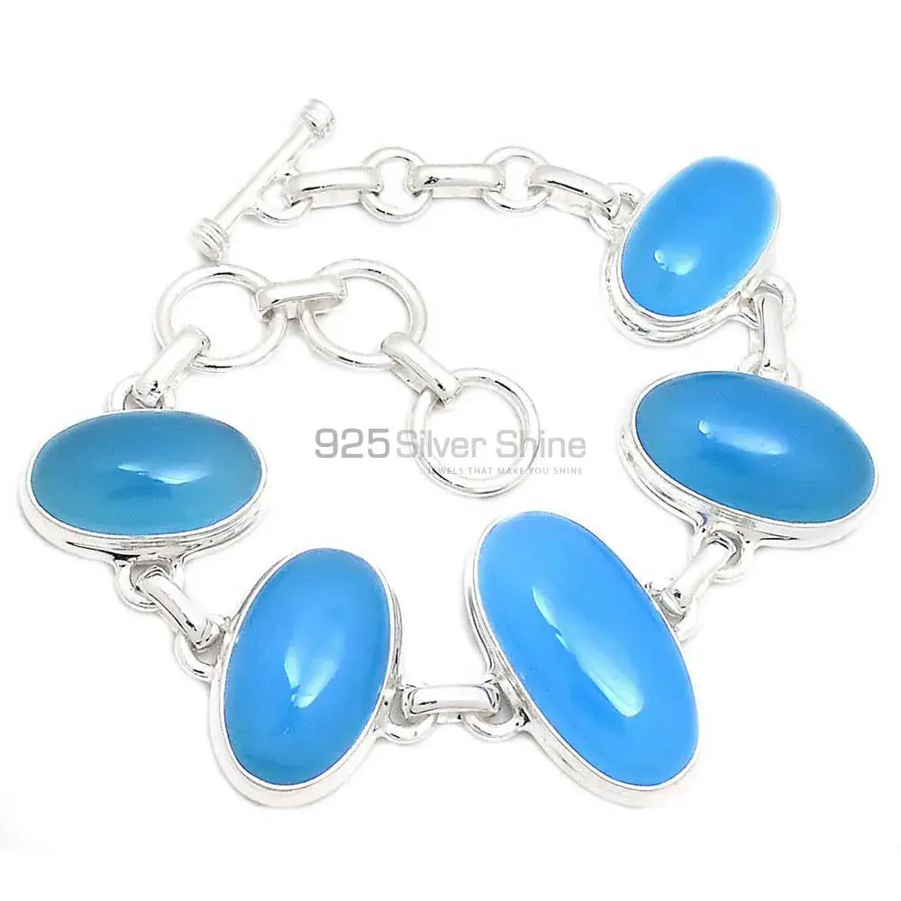 Chalcedony Gemstone Bracelets In Fine Sterling Silver Jewelry 925SB263-1_1