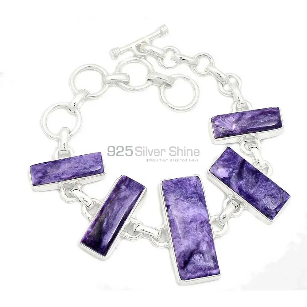 Charoite Best Price Gemstone Bracelets Wholesaler In Fine Sterling Silver Jewelry 925SB264-1