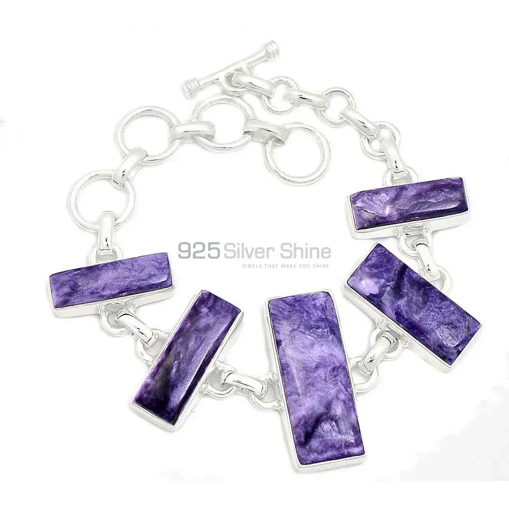 Charoite Gemstone Bracelets In Fine Sterling Silver Jewelry 925SB264-1