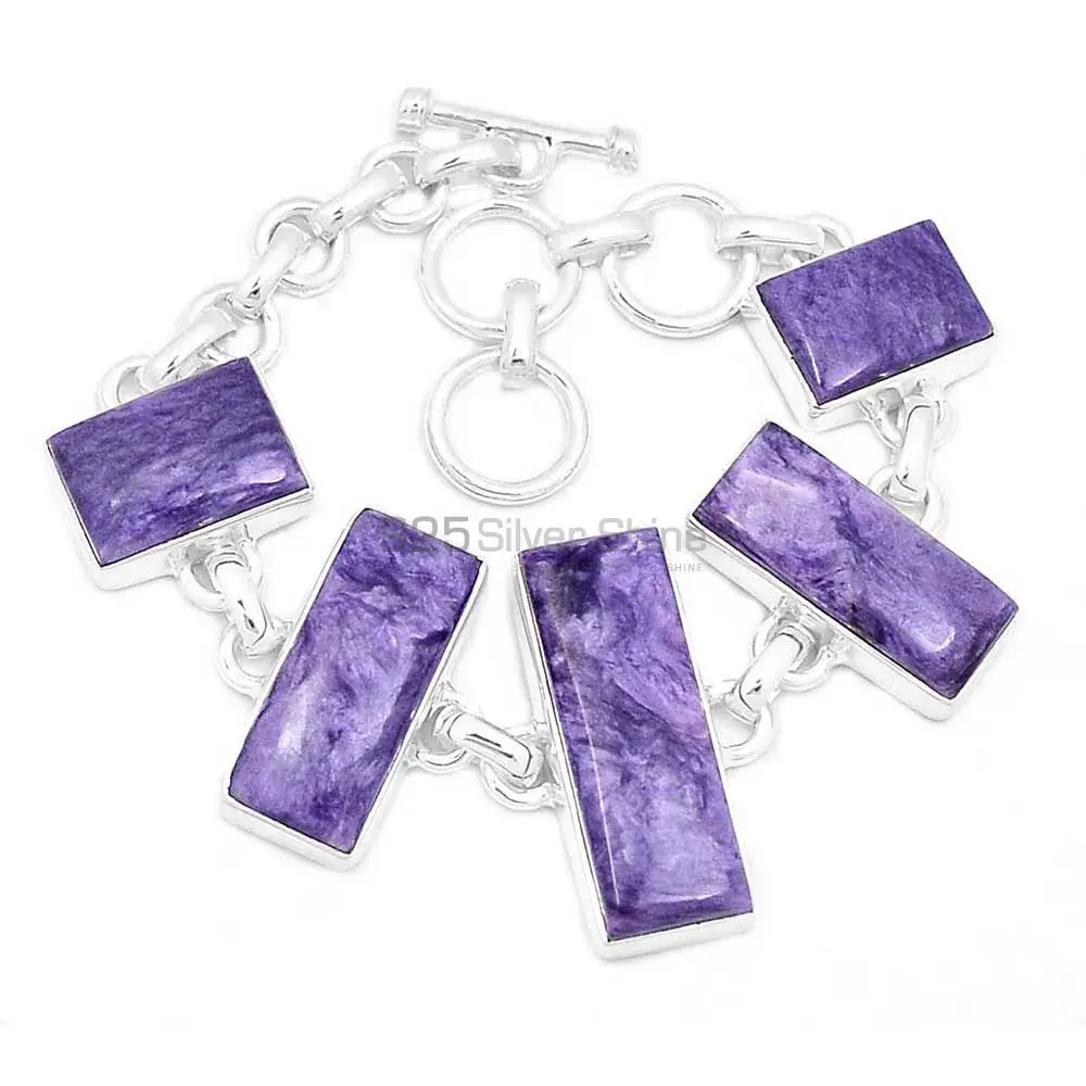 Charoite Gemstone Bracelets In Fine Sterling Silver Jewelry 925SB264-1_2