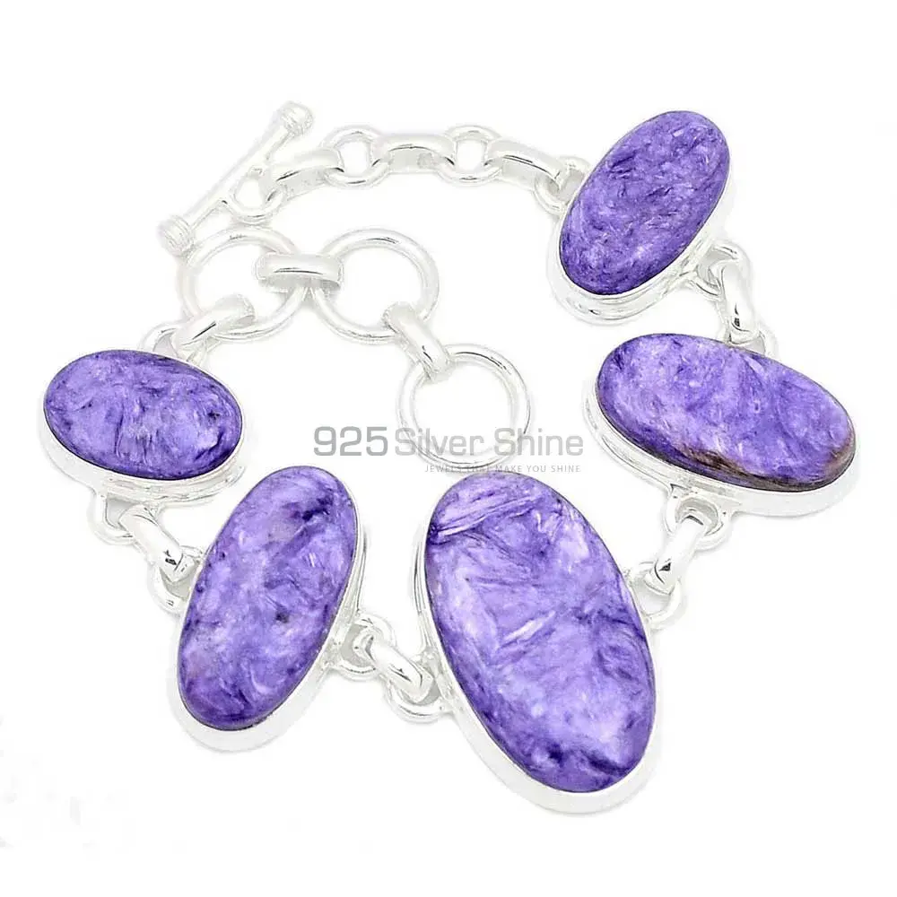 Charoite High Quality Gemstone Bracelets Suppliers In 925 Fine Silver Jewelry 925SB264-3