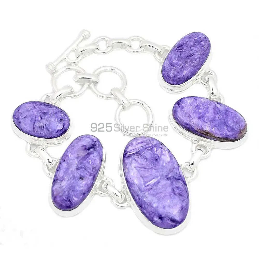 Charoite Gemstone Bracelets In 925 Fine Silver Jewelry 925SB264-3
