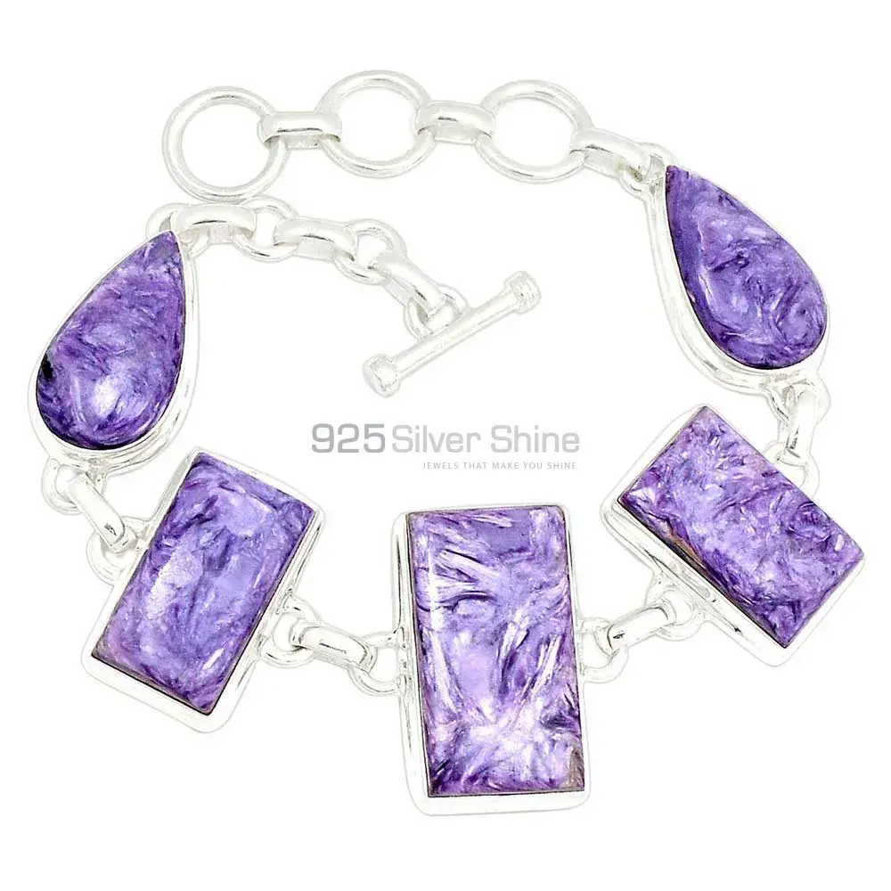 Charoite Top Quality Gemstone Bracelets Exporters In 925 Solid Silver Jewelry 925SB264-2