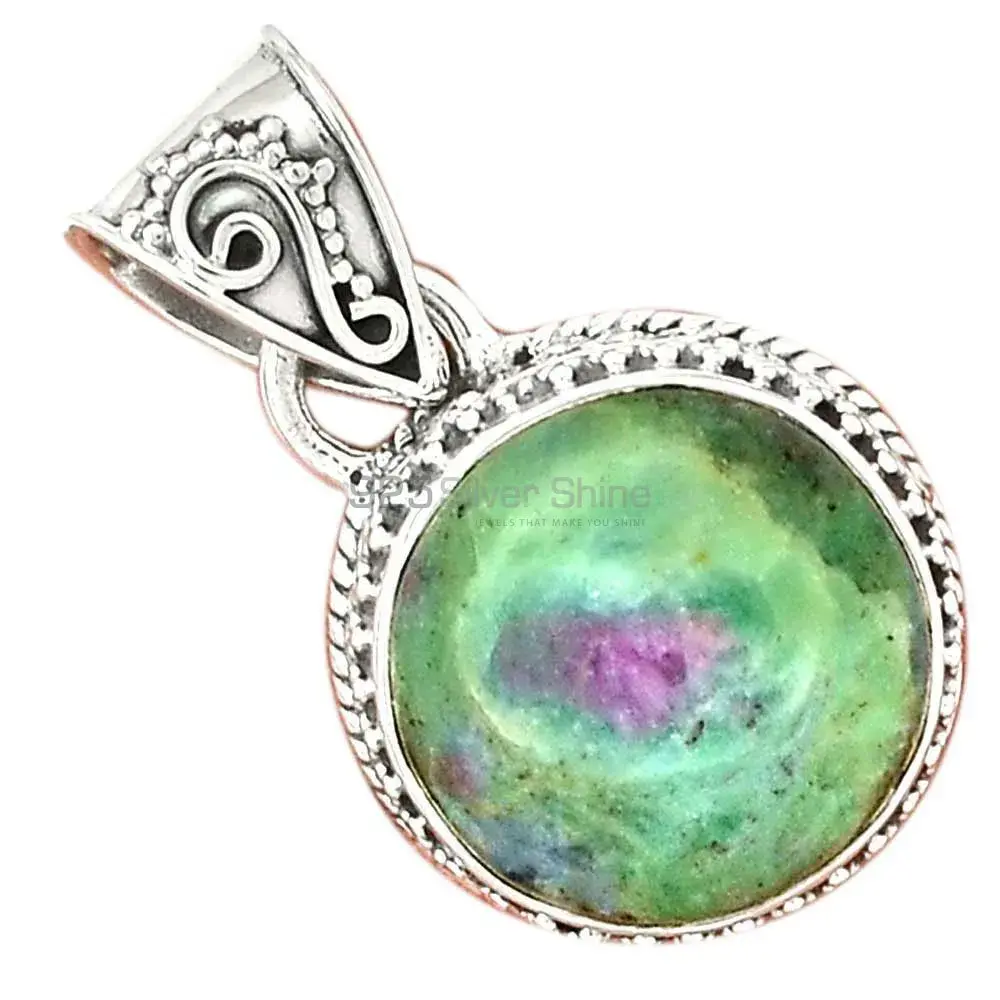 Natural Ruby Zoisite Gemstone Pendant In Sterling Silver Jewelry 925SPR01