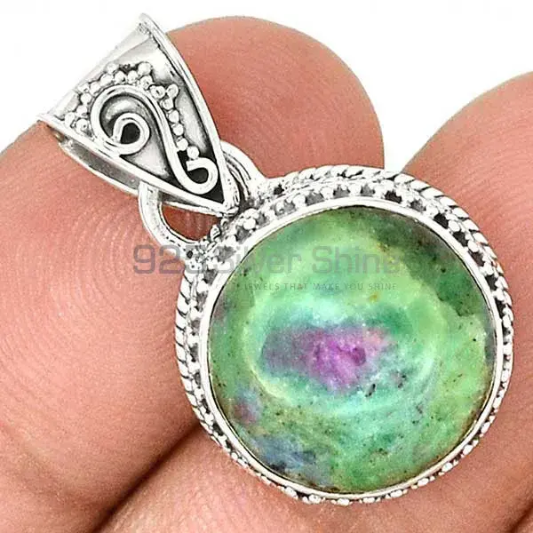 Natural Ruby Zoisite Gemstone Pendant In Sterling Silver Jewelry 925SPR01_1