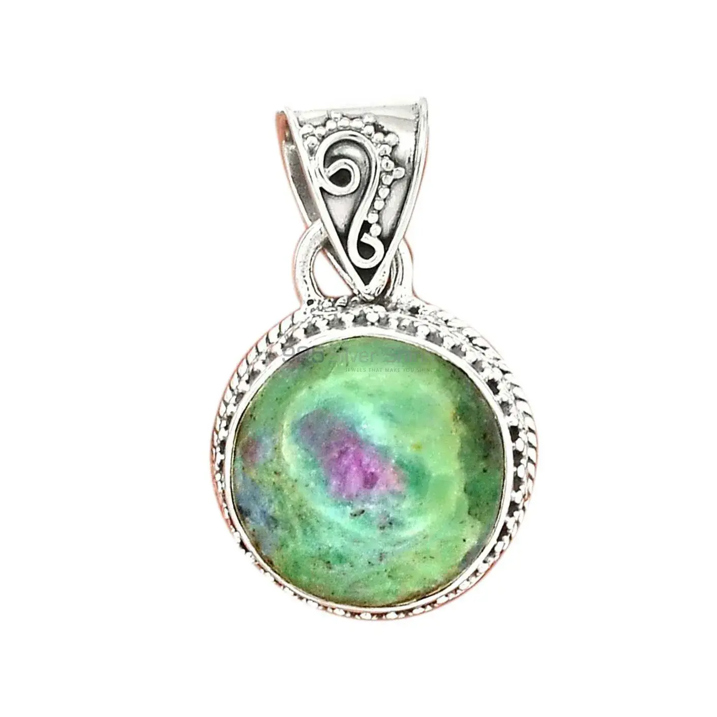 Natural Ruby Zoisite Gemstone Pendant In Sterling Silver Jewelry 925SPR01_1