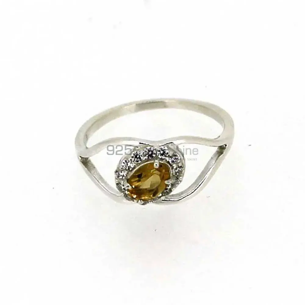 Faceted Citrine Gemstone Silver Rings 925SR044-1