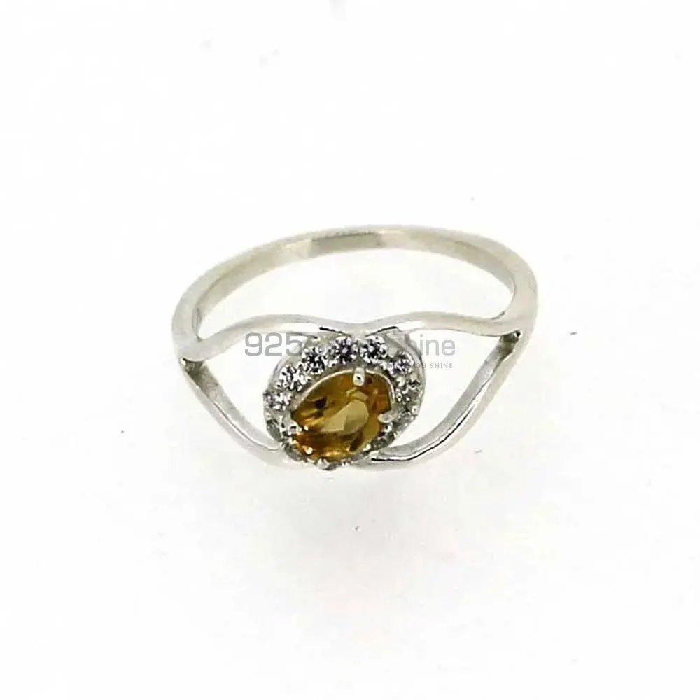 Faceted Citrine Gemstone Silver Rings 925SR044-1_0