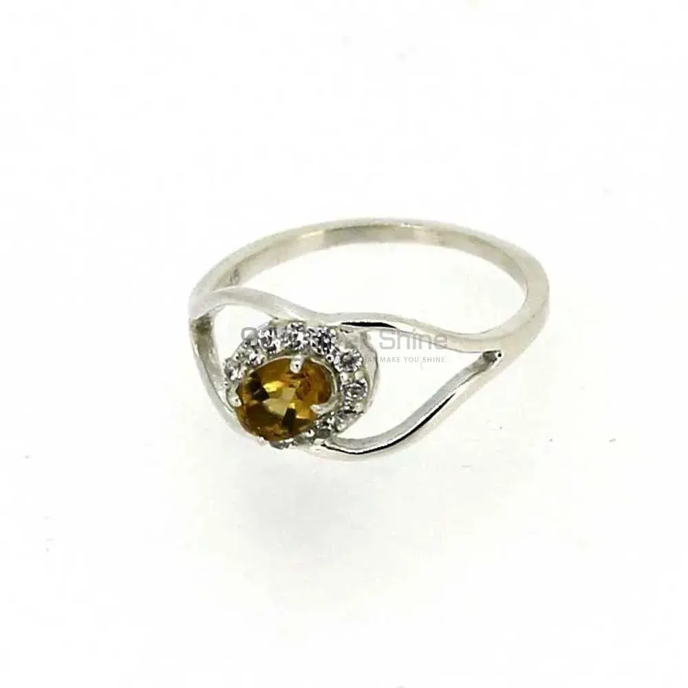 Faceted Citrine Gemstone Silver Rings 925SR044-1_0