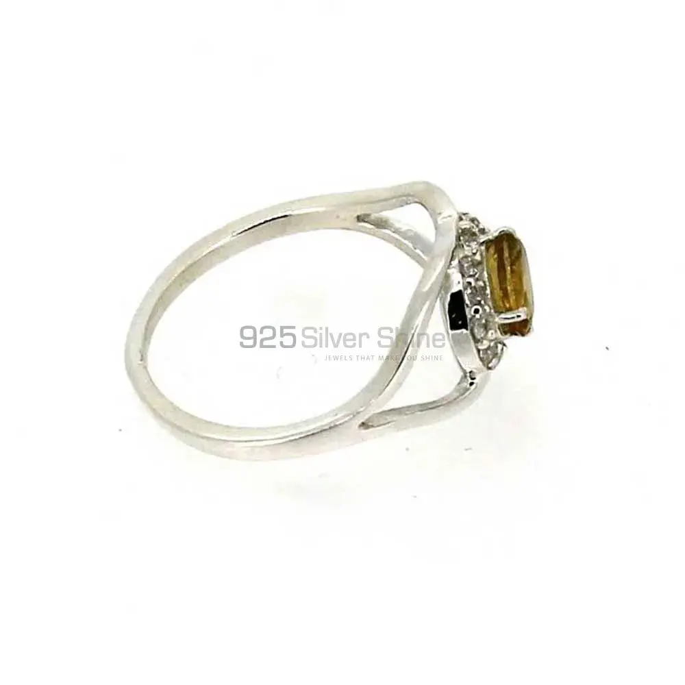 Faceted Citrine Gemstone Silver Rings 925SR044-1_1