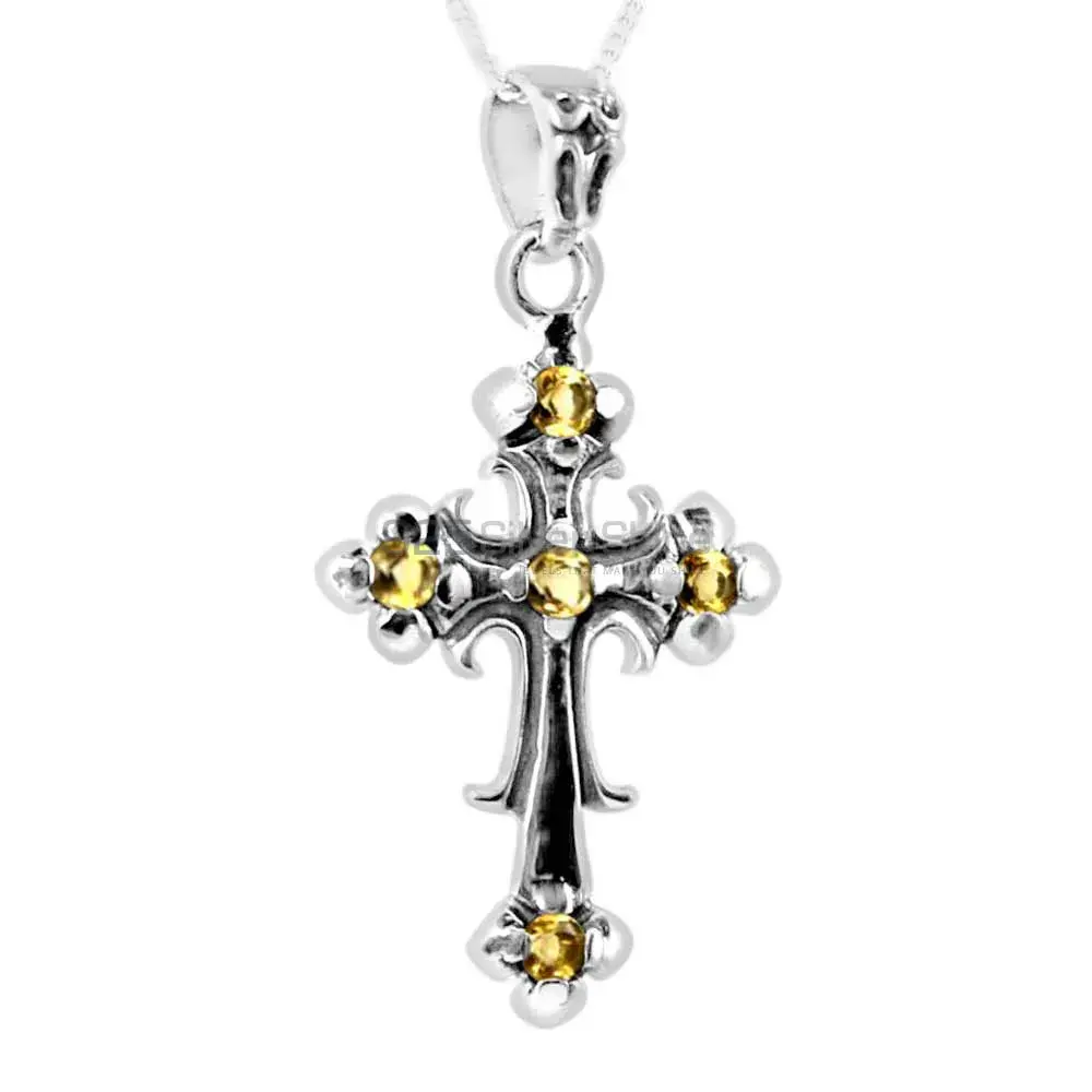 Citrine Gemstone Pendants In 925 Solid Silver Jewelry 925SP265-1
