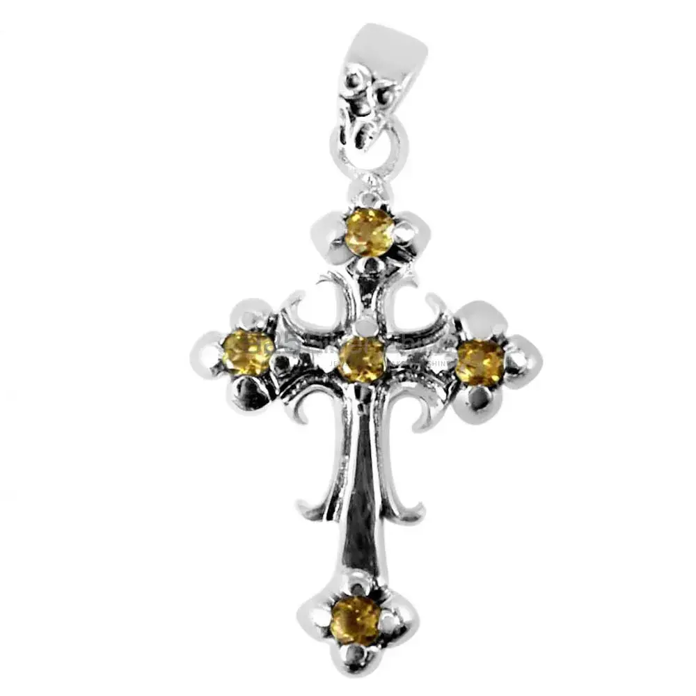 Citrine Gemstone Pendants In 925 Solid Silver Jewelry 925SP265-1_0