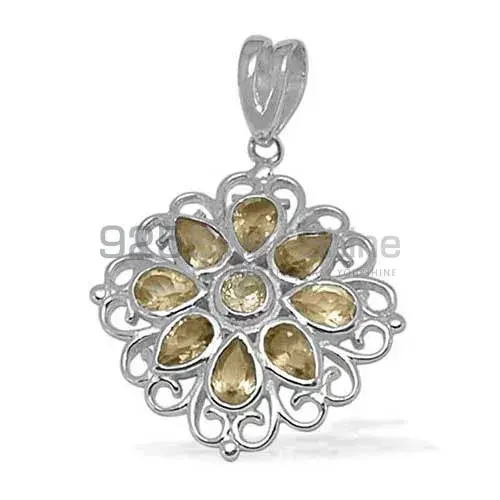 Citrine Gemstone Pendants Suppliers In 925 Fine Silver Jewelry 925SP1395