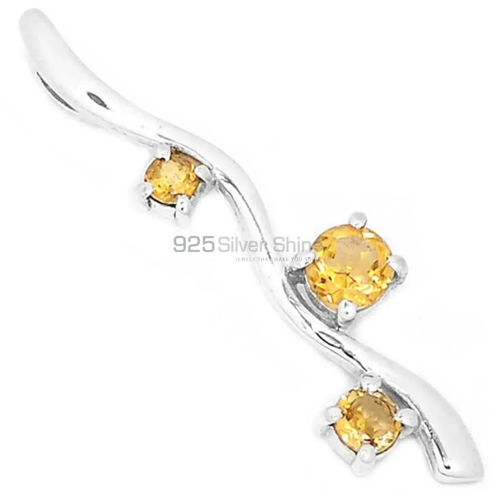 Citrine Gemstone Pendants Suppliers In 925 Fine Silver Jewelry 925SP282-3