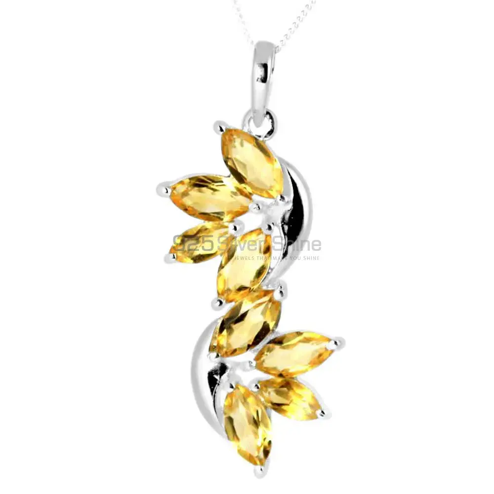 Citrine Gemstone Pendants Wholesaler In Fine Sterling Silver Jewelry 925SP241-3