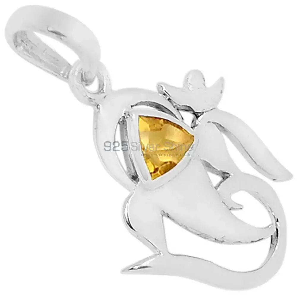 Citrine Gemstone Pendants Wholesaler In Fine Sterling Silver Jewelry 925SSP307-3