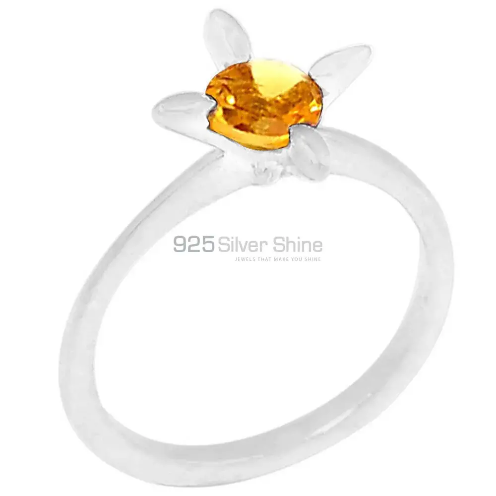 Natural Citrine Sterling Silver Wedding Rings 925SR095-5